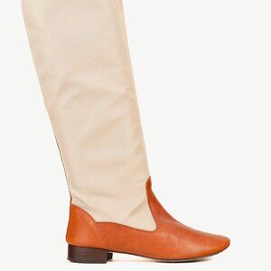 Repetto Beige & Cognac Canvas Leather Tall Boots